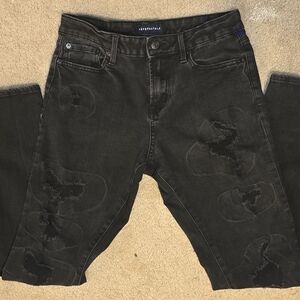 Aeropostale Black Athletic Skinny Distressed Jeans 28/32